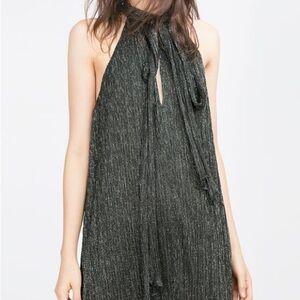 Zara silver/black halter sparkly dress